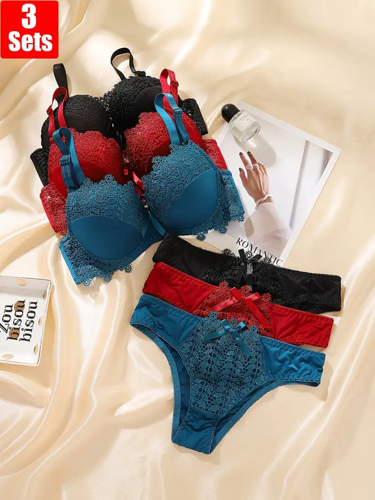 Women's Bra Panty Lingerie Set for Girl's Pack of 3 | L- 56