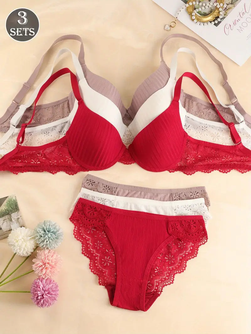 Women's Bra Panty Lingerie Set for Girl's Pack of 3 | L-75